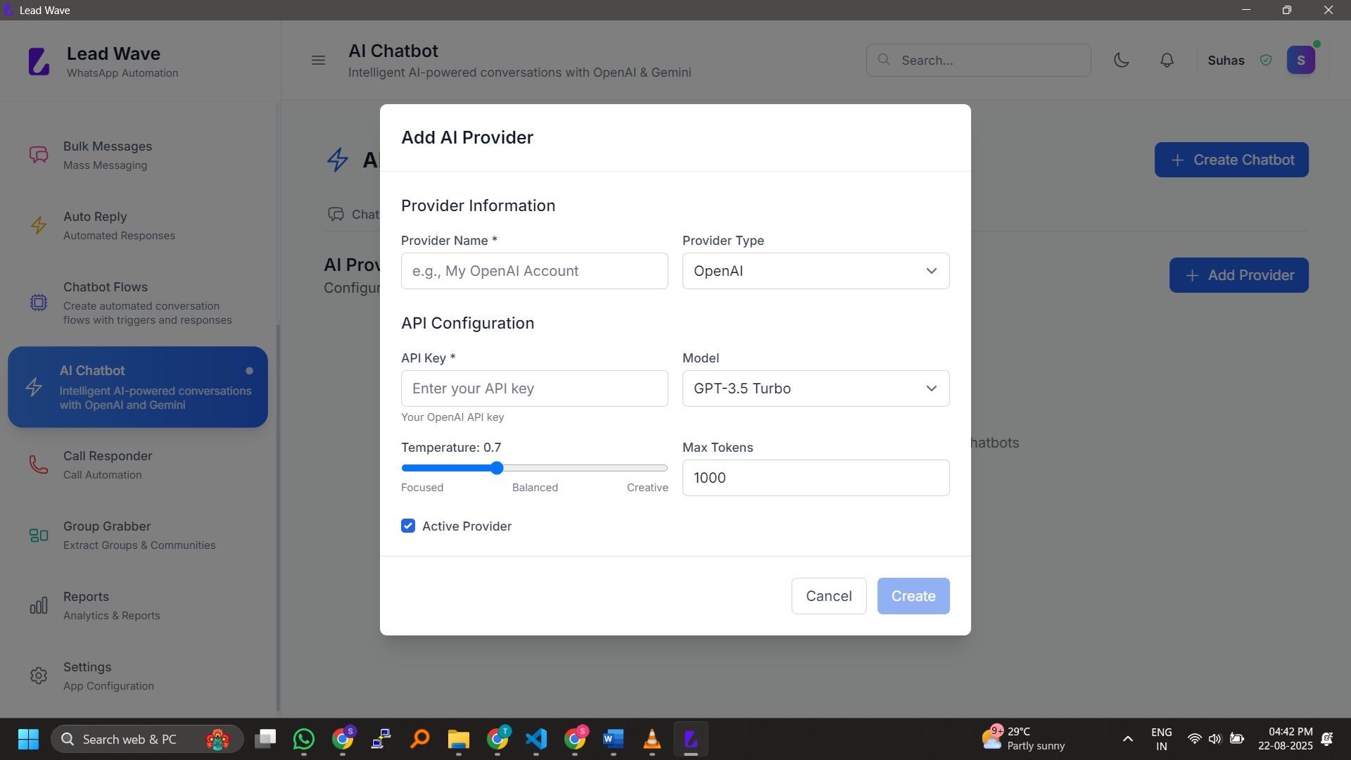 AI Chatbot screenshot