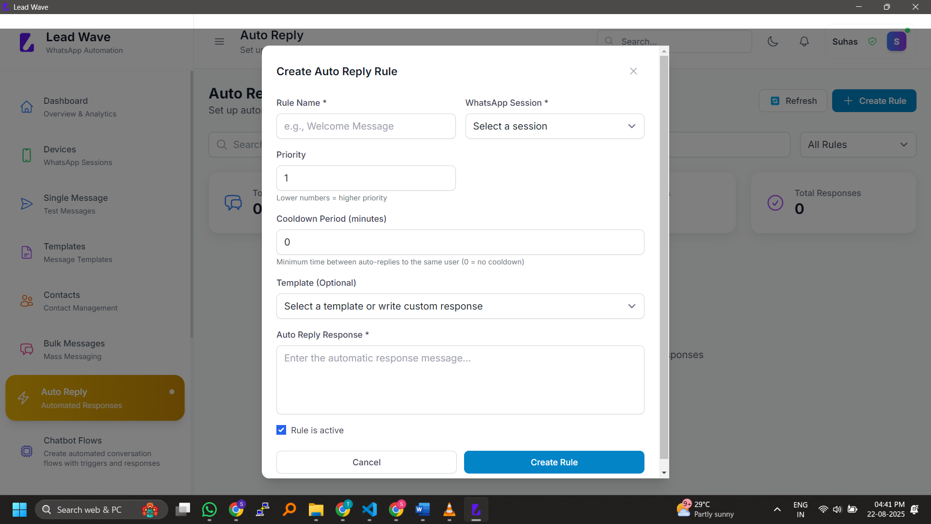 Auto Reply Rules screenshot