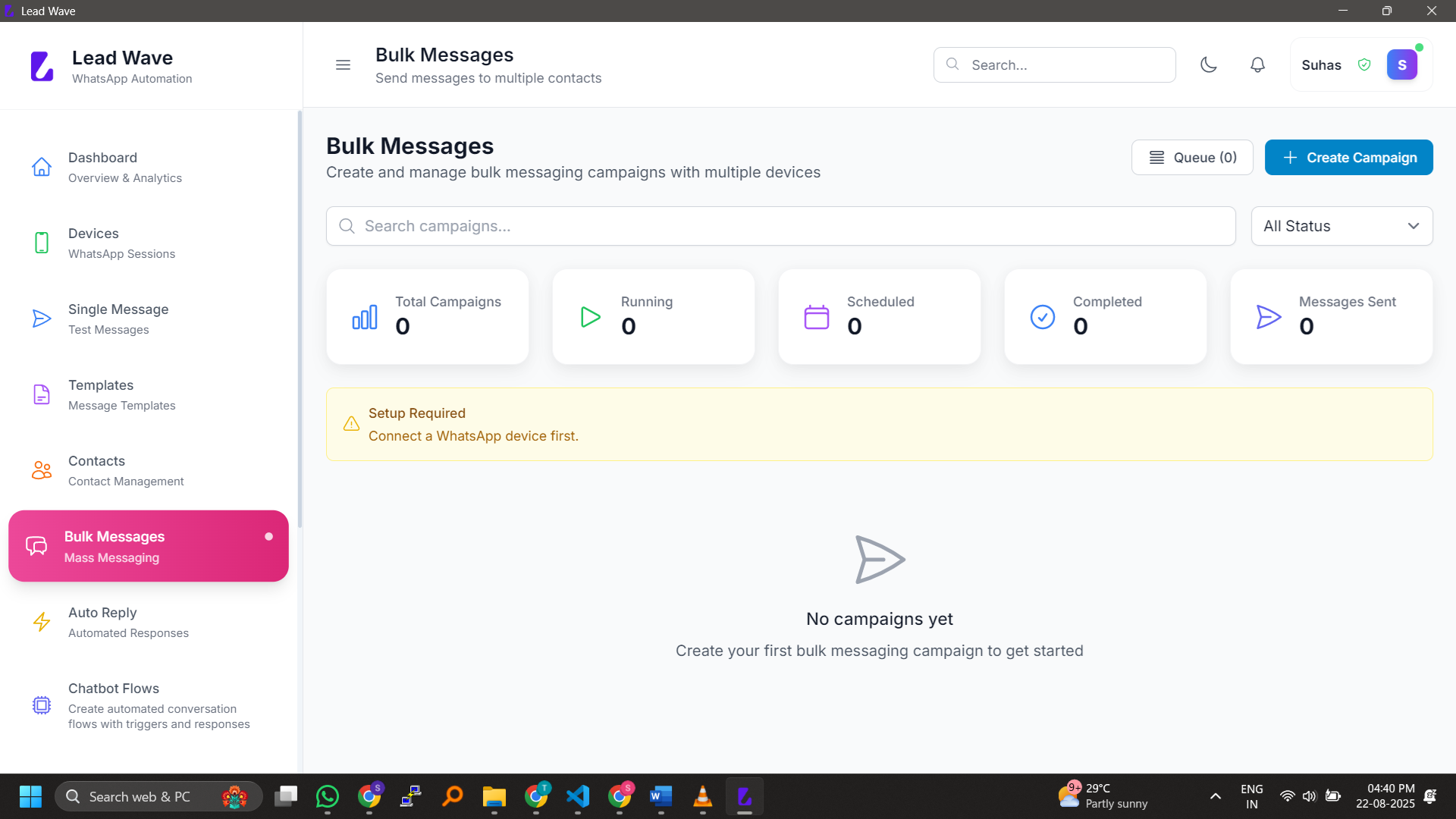 Bulk Messages screenshot